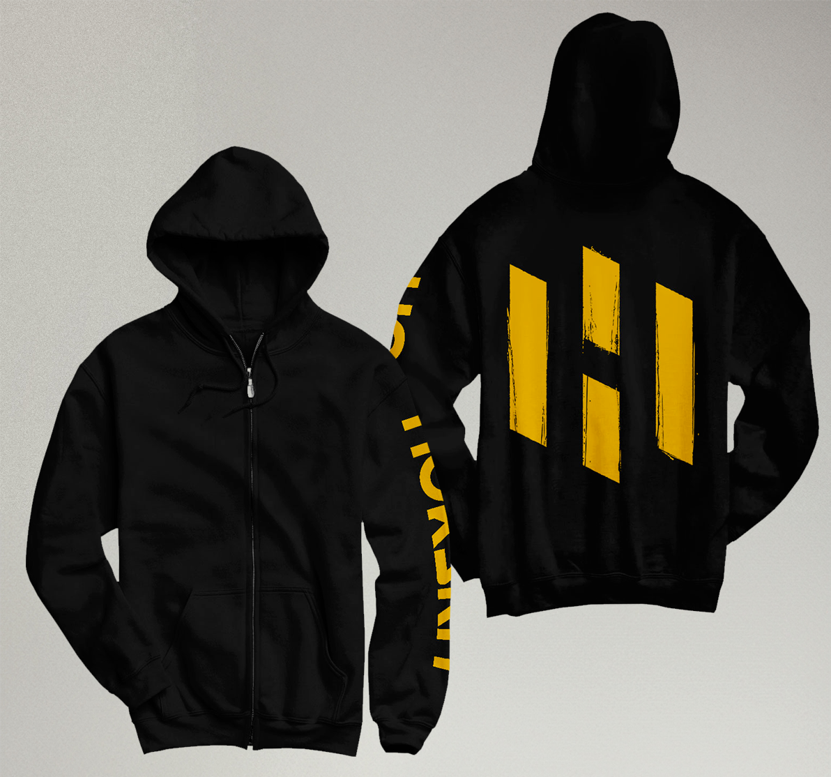 Black and yellow zip up hoodie hotsell